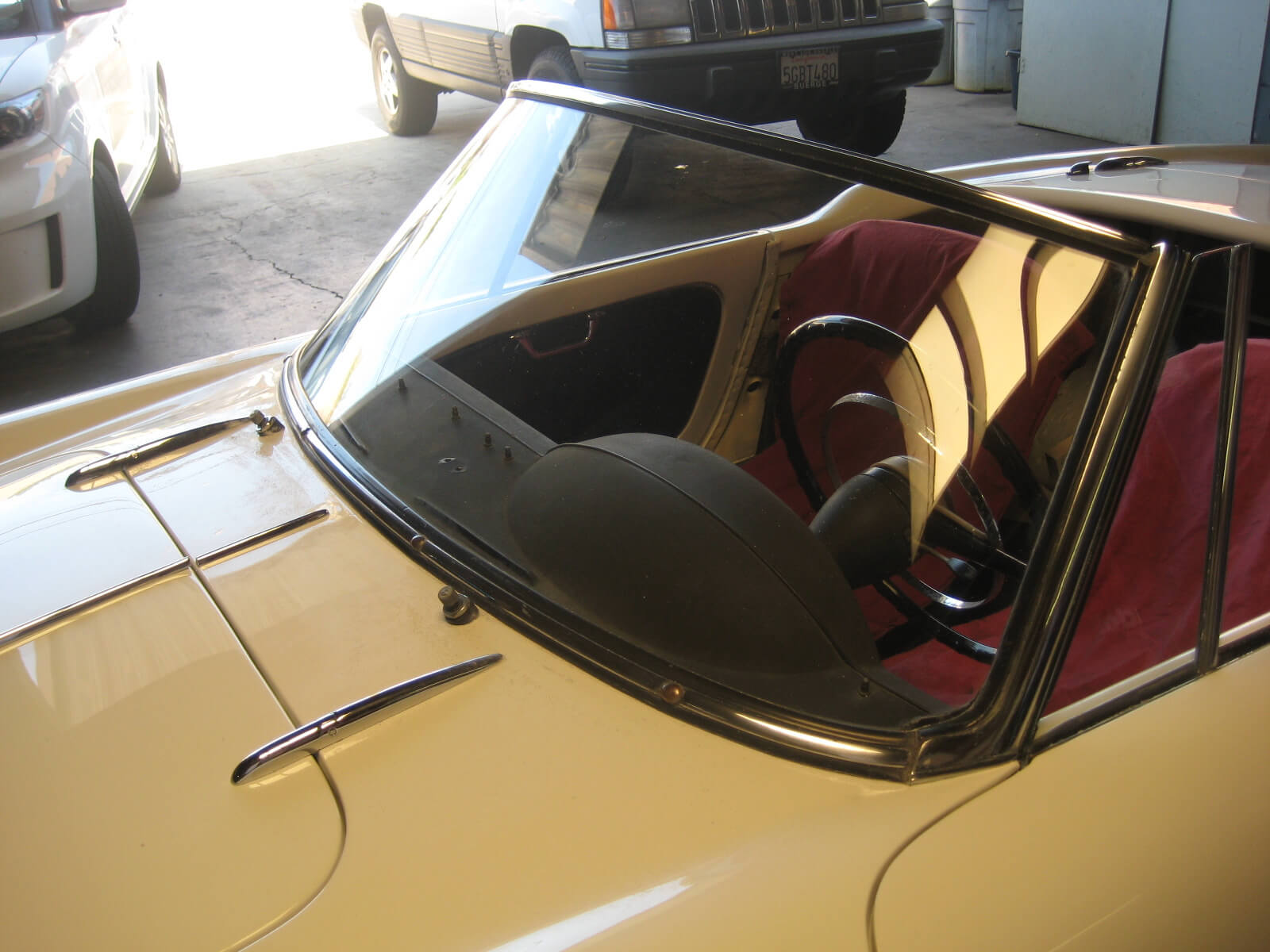 Looking through automotive windshield after fixing glass scratches. Manhattan Beach, CA