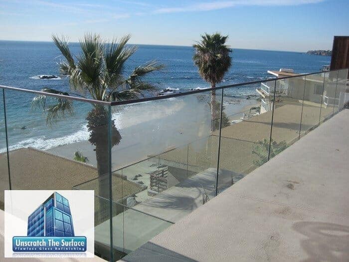 Deep scratched glass graffiti removal Laguna Beach CA