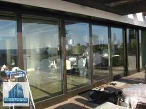 scratched tempered glass door