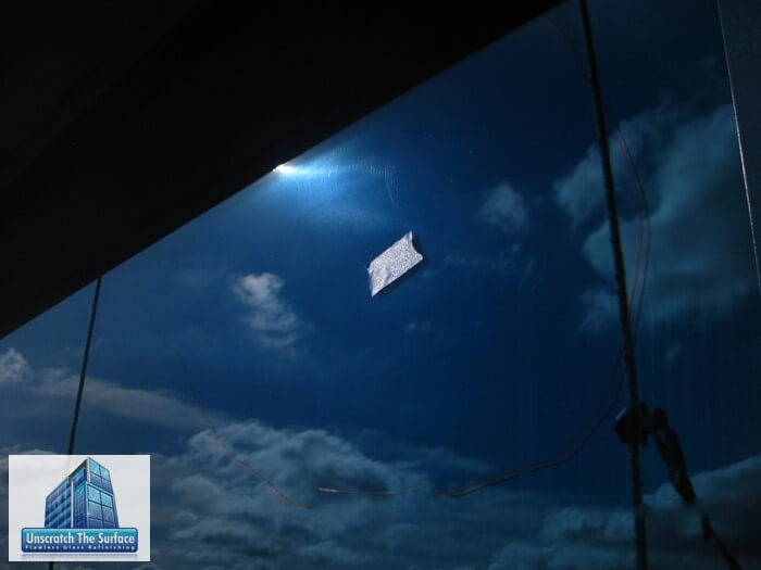 View of glass polishing haze Disney Hotel Window Restoration in Anaheim, CA