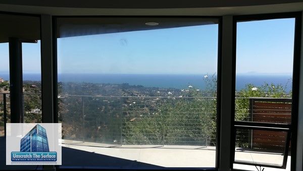 Removing deep scratches from tempered glass in Montecito California