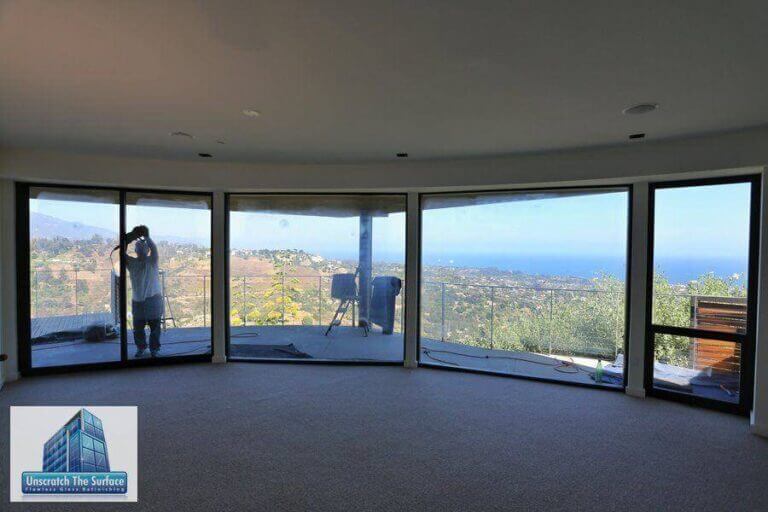 Tempered glass scratch removal Santa Barbara CA before restoration