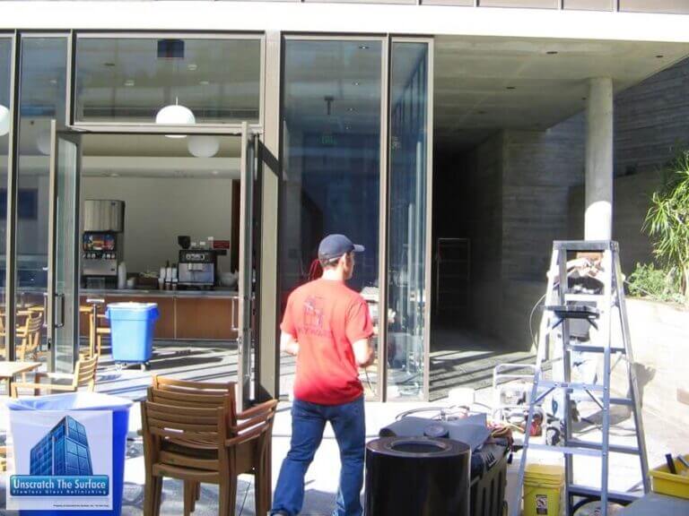 Getty Villa Glass Scratch Removal | The Job That Started It All | Malibu CA Getty Villa 2005 - old school glass restoration equipment compared to today
