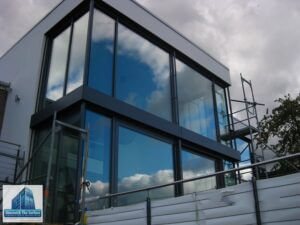 Glass Resurfacing Germany (Heikendorf) reflection of clouds after glass has been polished. Kiel, Germany