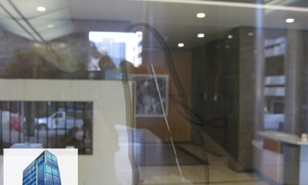 close up welding damage in tempered glass century city ca