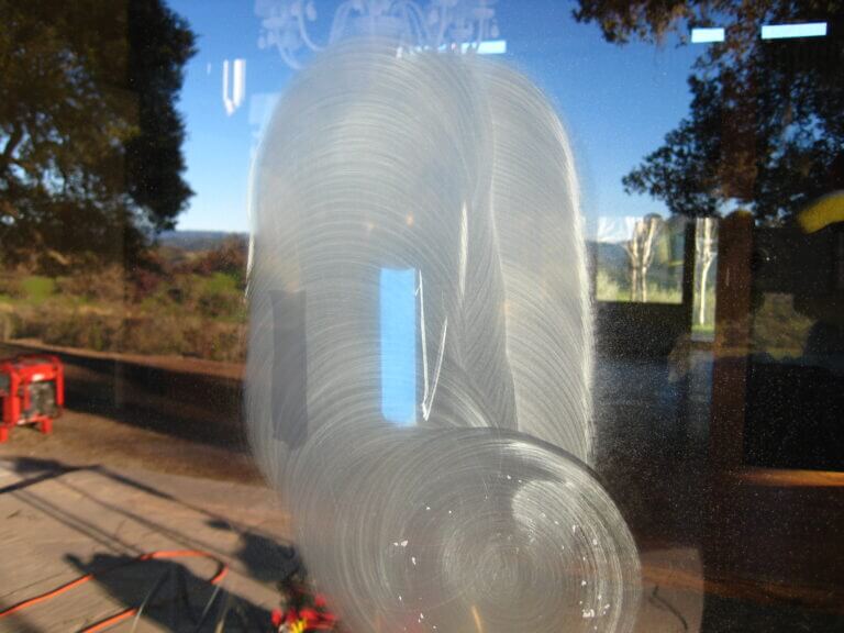 Glass Scratch Repair - Unscratch the Surface glass scratch repair grinding phase in Healdsburg, CA
