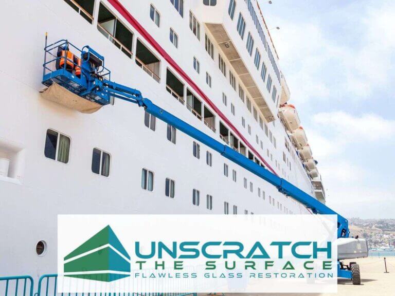 Restoration Glass Services | Project Estimator | Unscratch Restoring scratched glass on cruise ship while docked. Miami, FL