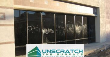 deep scratch glass graffiti removal - ventura county