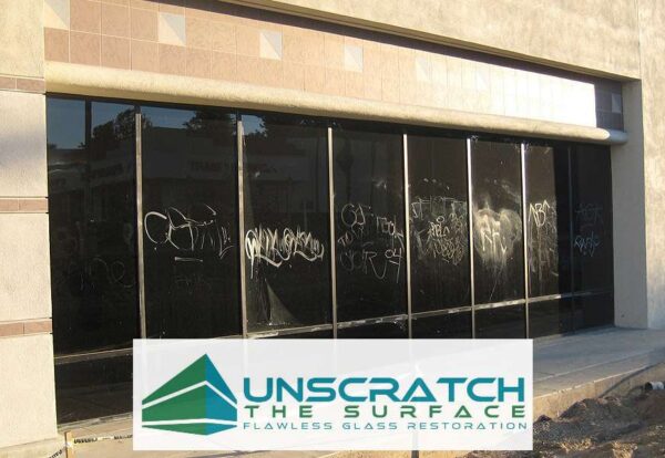 deep scratch glass graffiti removal - ventura county