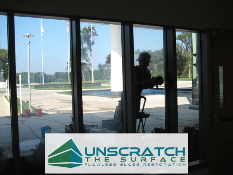 Pittsburg TX Glass Scratch Repair | Saved Client $161K Pittsburg TX glass scratch repair sanding 308 commercial panels