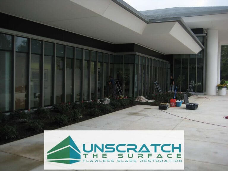 Pittsburg TX Glass Scratch Repair | Saved Client $161K Removing stucco scratches from tempered glass Pittsburg TX project
