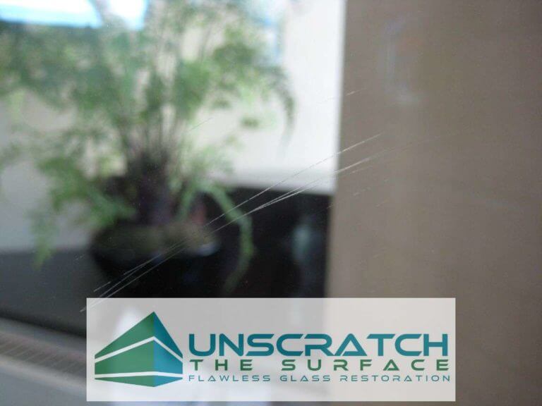 Remove Glass Scratches - Denver Mid Rise – 125 Windows Closeup tempered glass scratches we encountered on Northcreek construction project in Denver, CO.