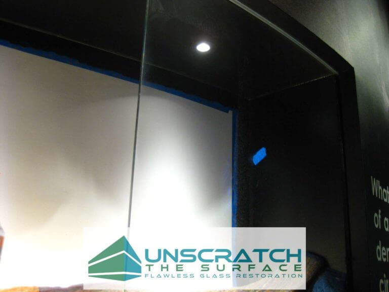 Curved Glass Scratch Removal Los Angeles CA After repairing glass scratches, no haze, distortion, or scratches.